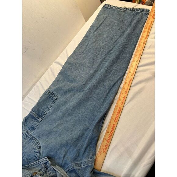 Carhartt 38x28 blue jean denim overalls USA thrashed (missing buckle) rn#14806 - Picture 14 of 14